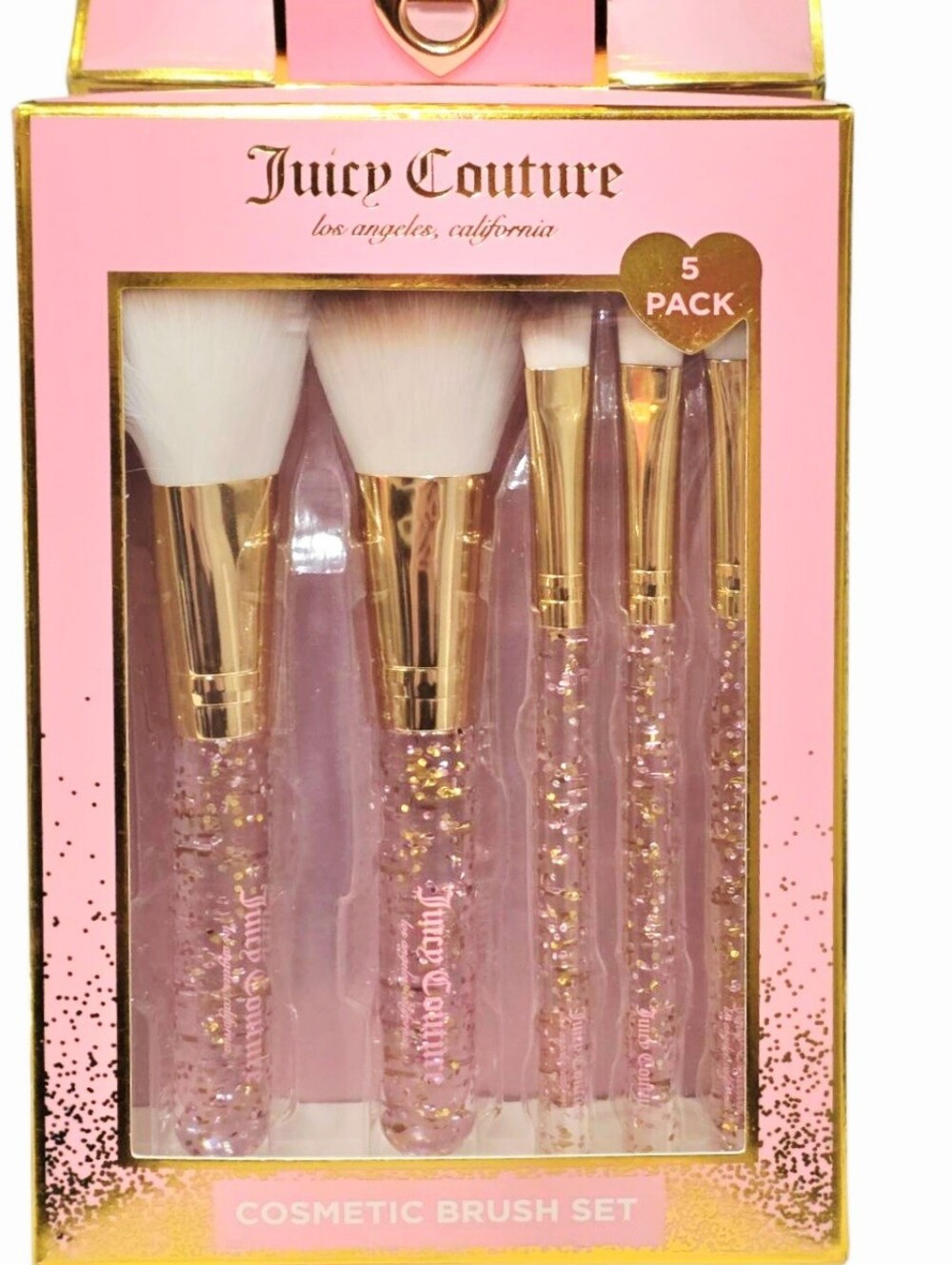Juicy Couture Glitter Infused Handle 5-Piece Cosmetic Brush Set - Picture 2 of 4